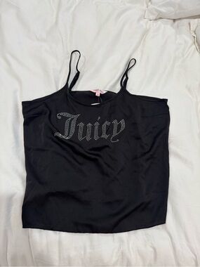 Y2K Juicy Couture Black Rhinestone Logo Camisole